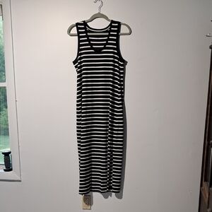 Pact Softspun Tank Midi‎ Dress. Size Small. Navy & White.